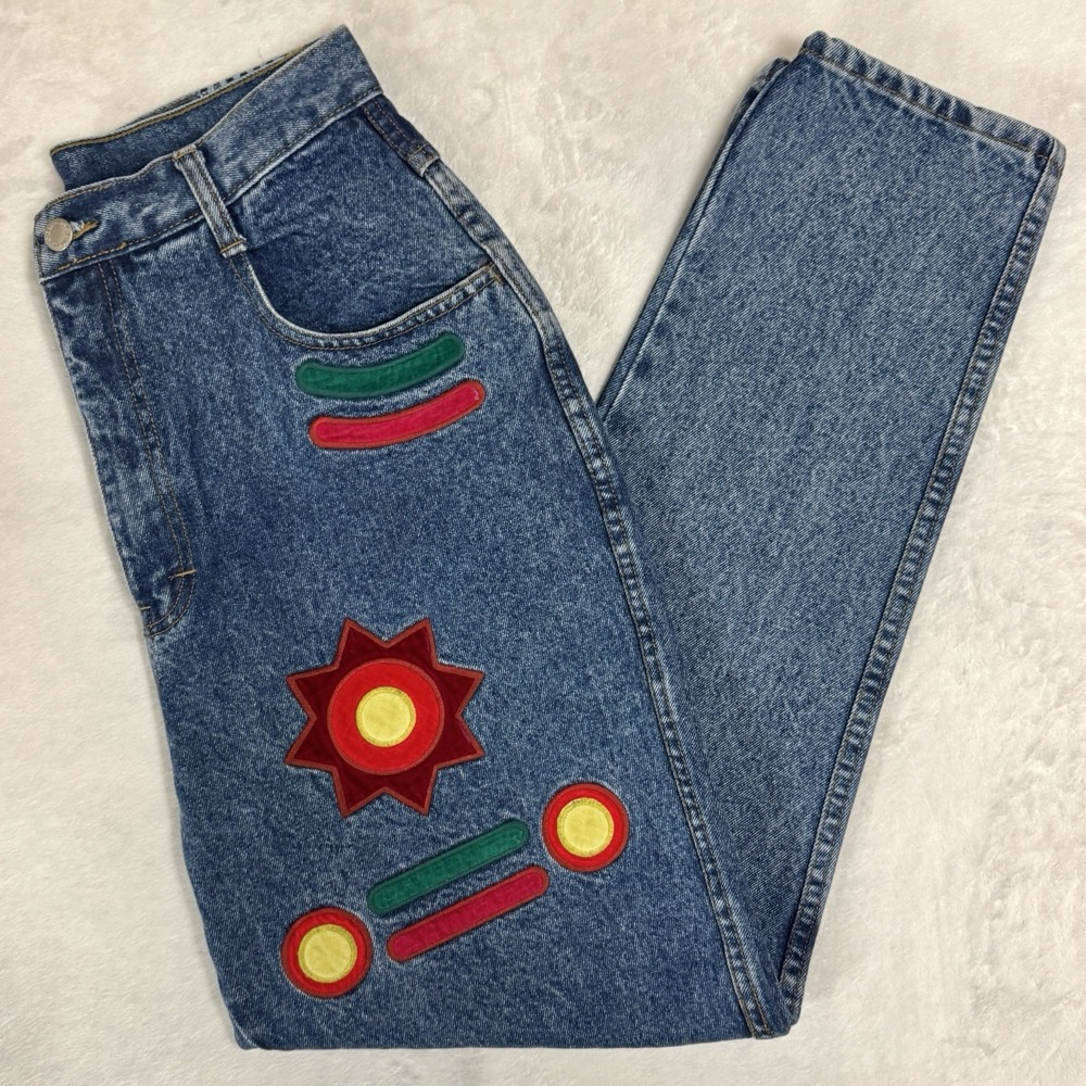 Vintage Embroidered High Waist Mom Jeans 13/14 Size 4 6 28 Festival Hippie Boho - Picture 16 of 16